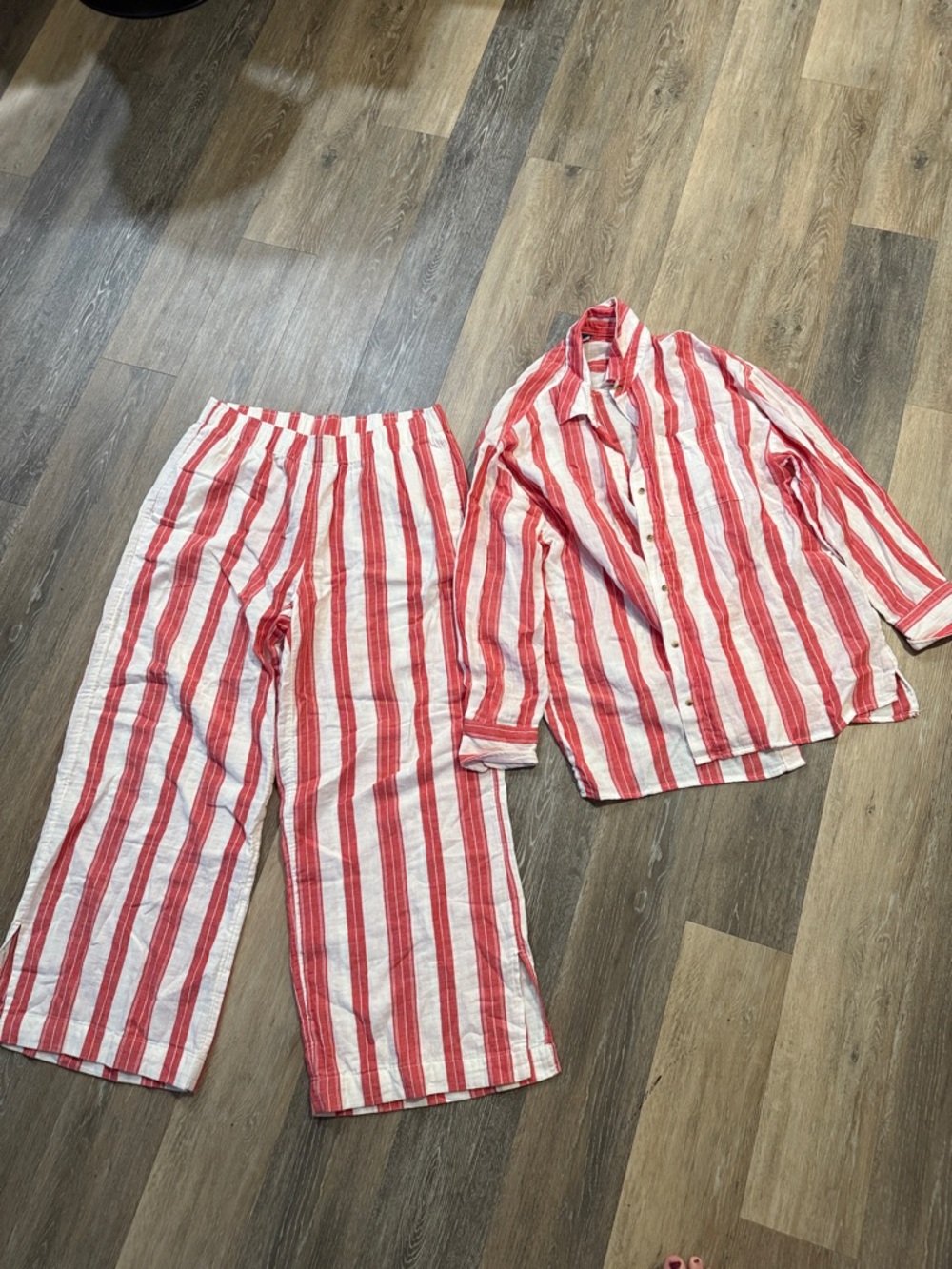 Old Navy Red and White Striped Two-Piece Set